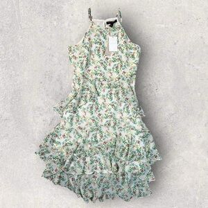 Banana Republic Floral Print Ruffle Layered Hi Low Mini Dress Petite 0 0P - NWT